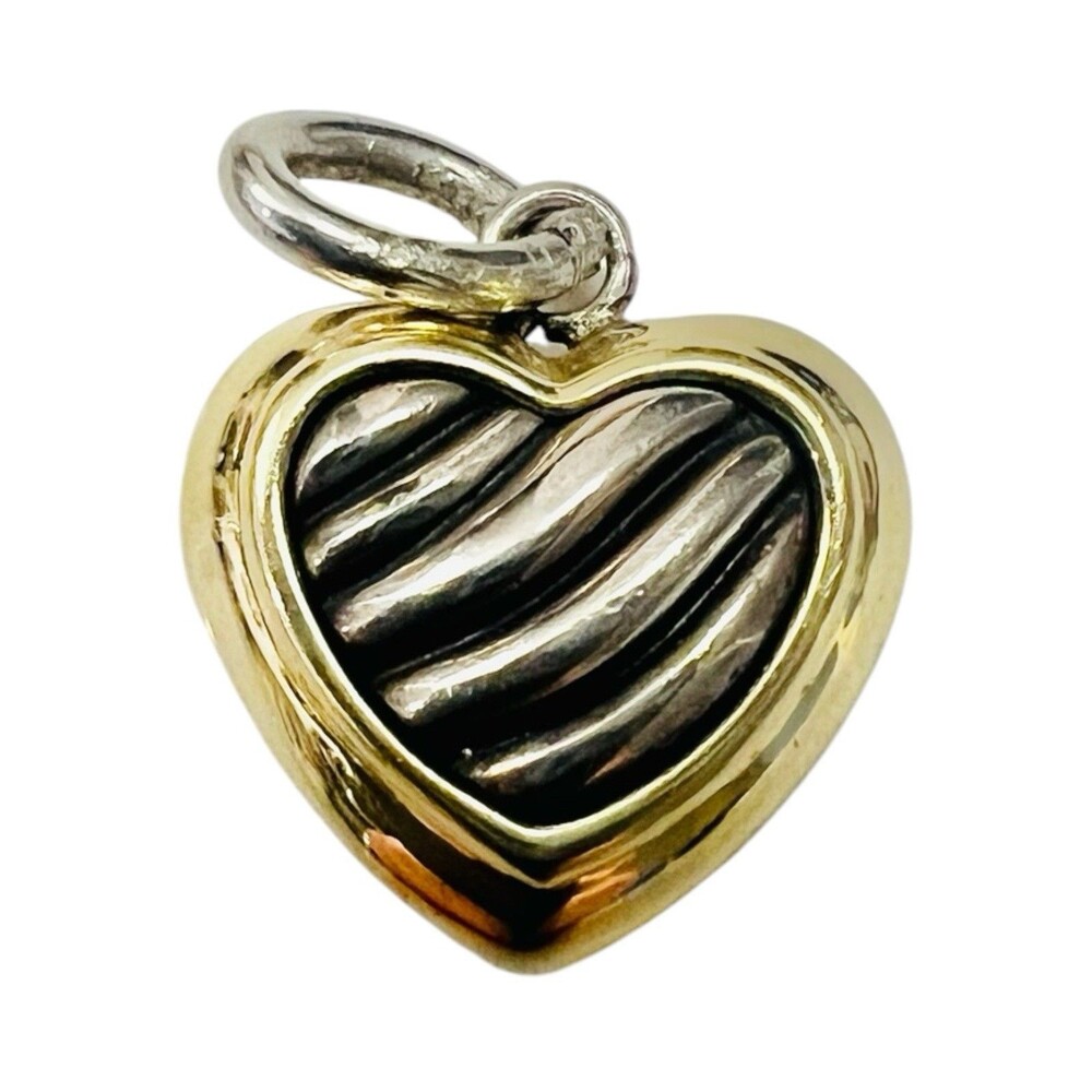 DAVID YURMAN STERLING SILVER 18K GOLD HEART PENDANT. 18K YELLOW GOLD